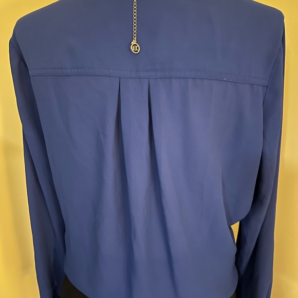 Rose and Olive royal Blue plunge, deep V blouse large - Picture 7 of 10
